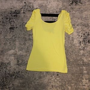 Forever 21 Yellow Short sleeve Shirt with Black Detailed Back, size small